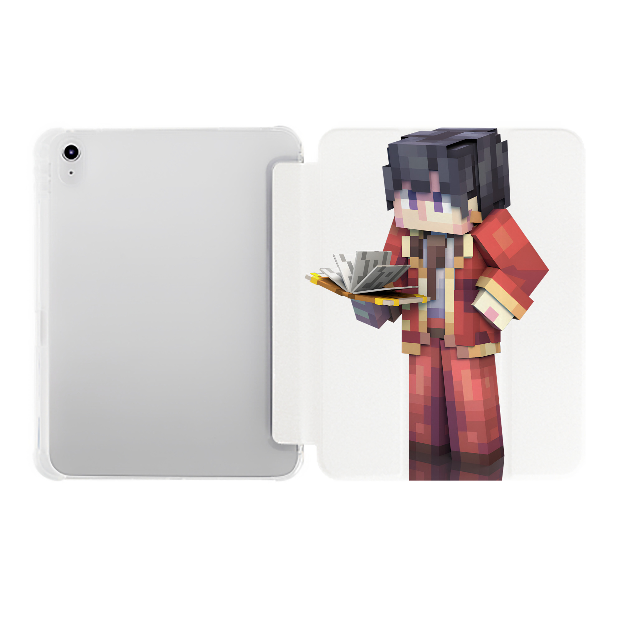 （画像用） マインクラフト ブロックの世界 Minecraft MC Block world IPad ケース ペン収納付き 三つ折りスタンド PUレザー×シリコン 対応機種9.5/10.5/10.9インチ